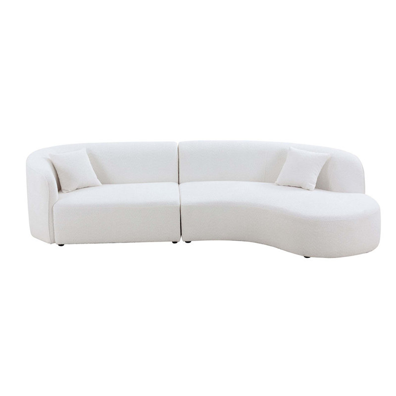 Upholstery Curved Sofa With Chaise 2-Piece Set Luxury Modern Style Living Room Upholstery Curved Sofa with Chaise 2-Piece Set, Right Hand Facing Sectional, Boucle Couch