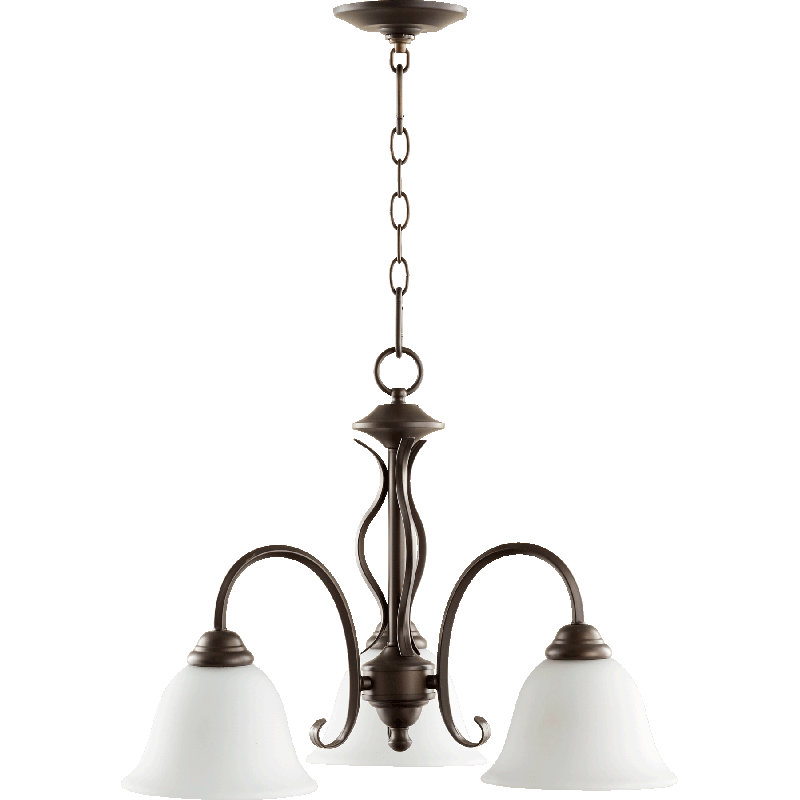 Lustre classique / traditionnel à 3 lumières Bernardston, Bronze, Blanc
