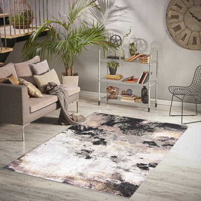 Tapis à motif abstrait gris anthracite / gris foncé Lafi Collection