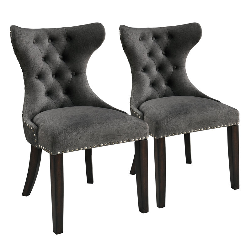 Chaise d'appoint rembourrée Gasia, Éponge gris foncé