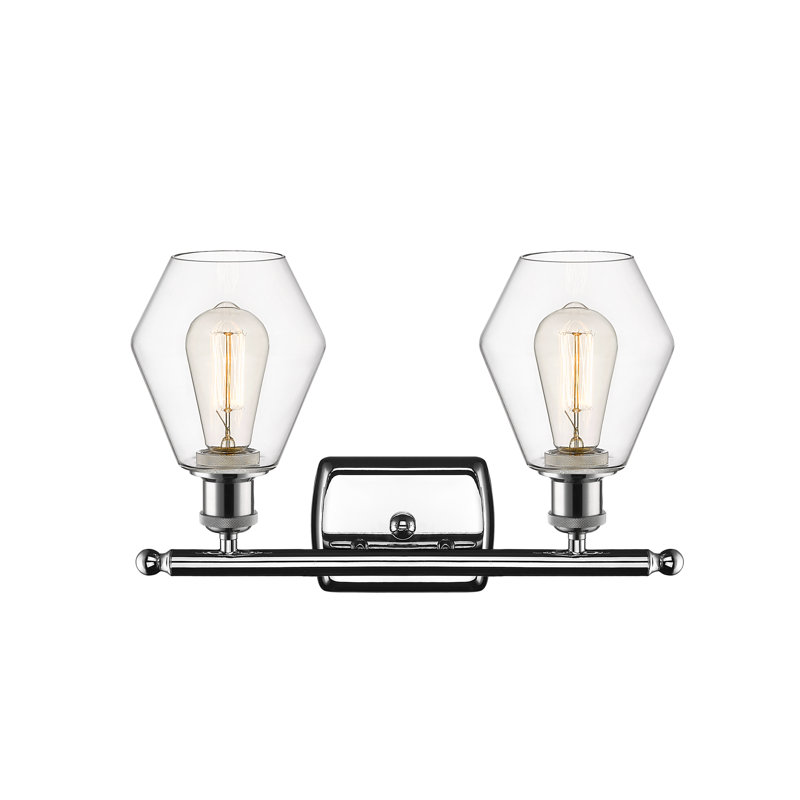 2 - Light Dimmable Vanity Light, Clear, Polished Chrome