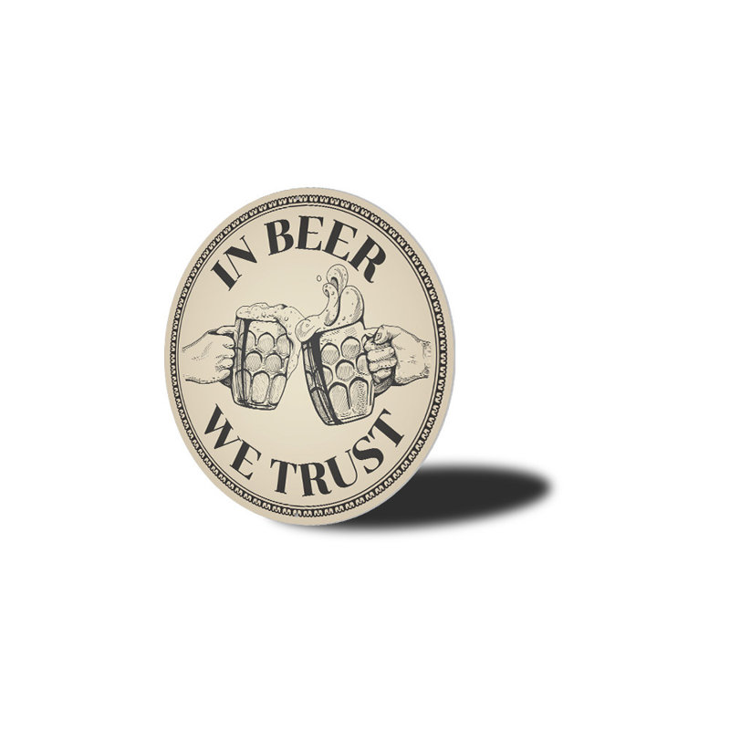 Panneau en aluminium «In Beer We Trust», H 18 po x l 18 po x P 0,06 po