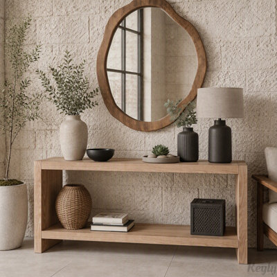 Large Farmhouse Console Table with 2-Tier Storage