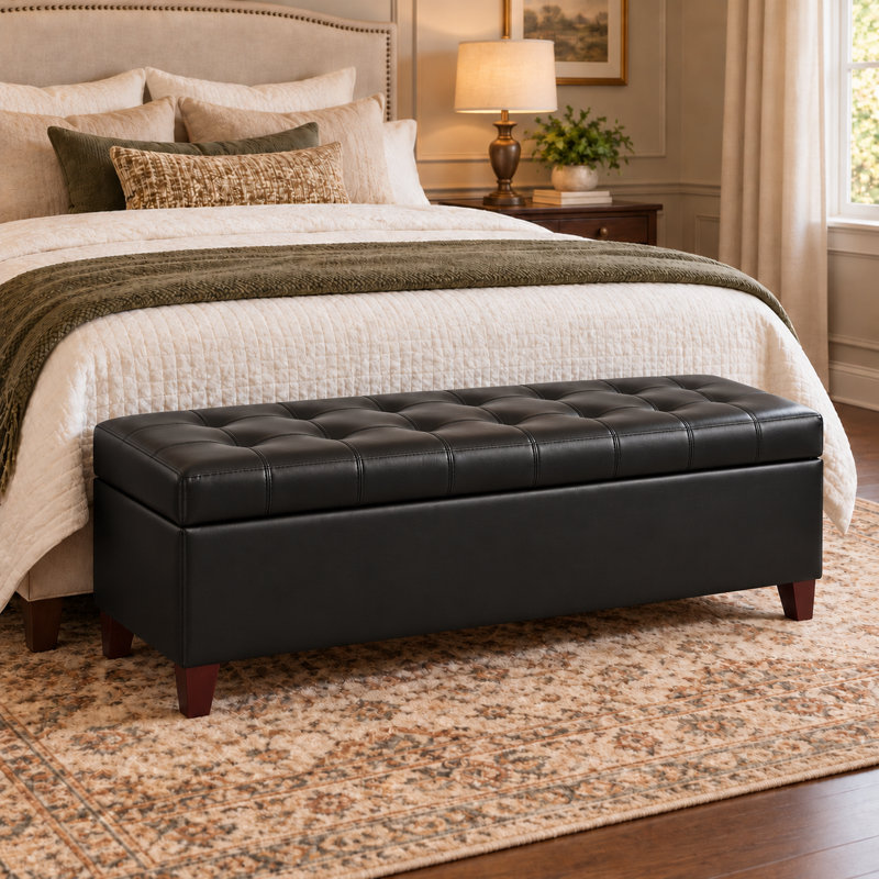 Banc de rangement en simili cuir Loggins, Noir