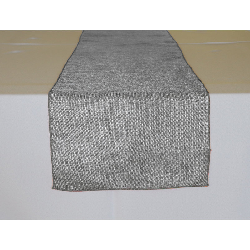 Iona-Lilly Solid Colour Table Runner, Silver, 12" H x 108" W x 0.5" D