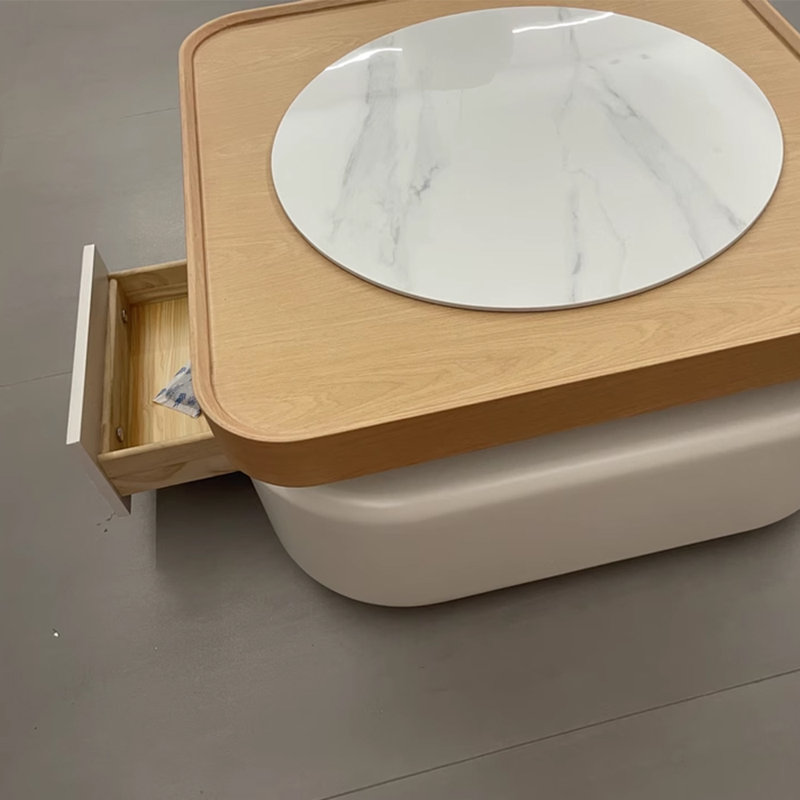 Table basse légère et luxueuse, Blanc / bois noueux