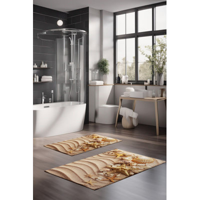 Ensemble de tapis de bain de luxe Eakly (2 pièces), 100% polyester, 16,0 x 23,6 pouces et 23,6 x 39,4 pouces | Conception antibactérienne antidérapante, hauteur de poils de 0,3 po | Lavable à la machine, durable et facile à nettoyer | Idéal pour la décoration de salle de bain