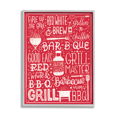 " Fire Up Grill Summer BBQ Phrases Red White " by Amanda McGee