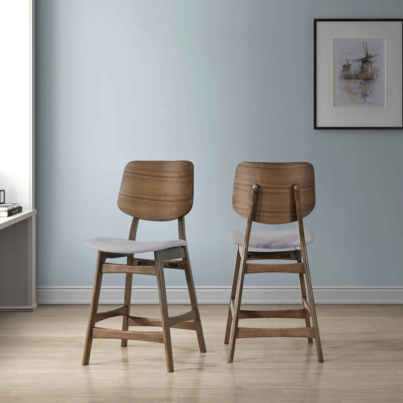 Chaise de comptoir Gannaway, Gris / Brun