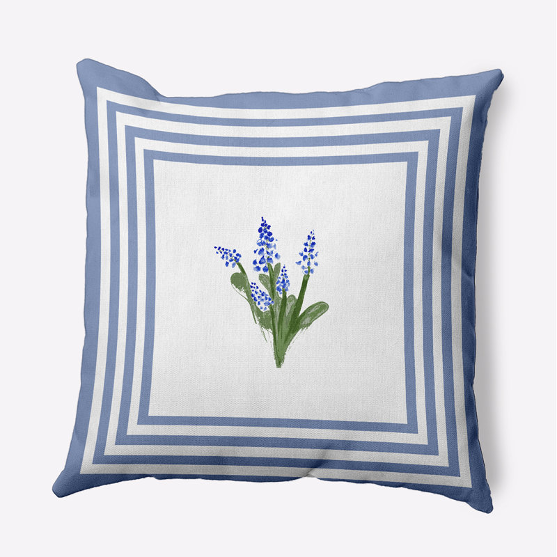 Floral Outdoor Reversible Throw Pillow, 18" H x 18" W, Square