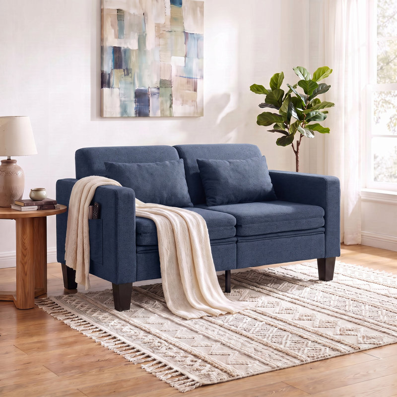 Heron 58.5" Upholstered Sleeper Sofa, Blue