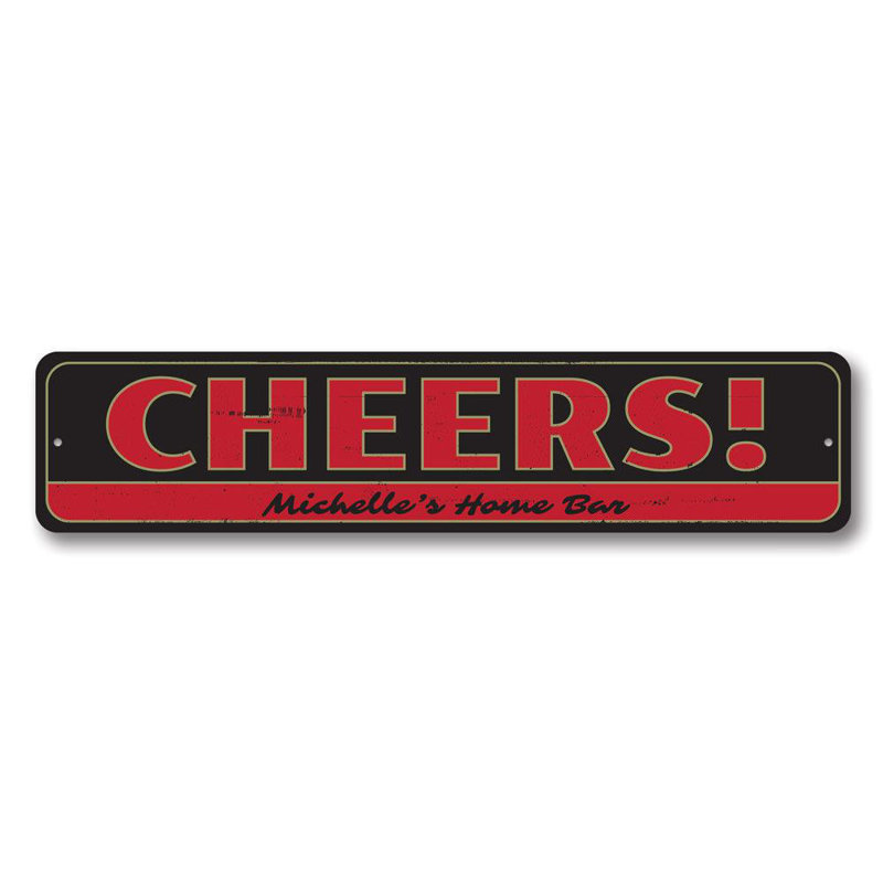 Enseigne Cheers en aluminium, H 6 po x l 24 po x P 0,06 po