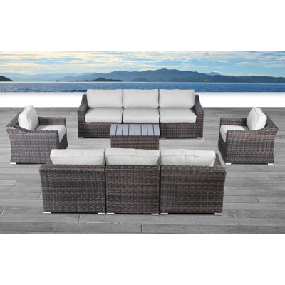Grimulf Fully Assembled 8 - Person Outdoor Seating Group with Sunbrella Cushions by Red Barrel Studio