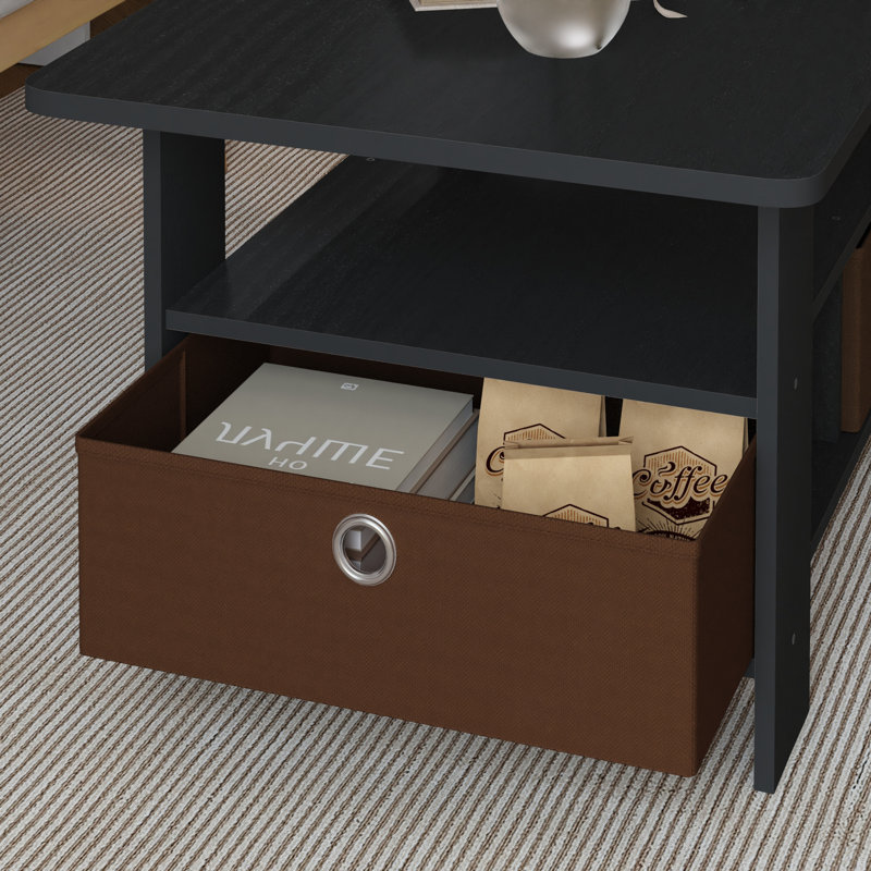 Table basse avec rangement et tiroir à bacs en bois Modern Modern, Americano; brun moyen
