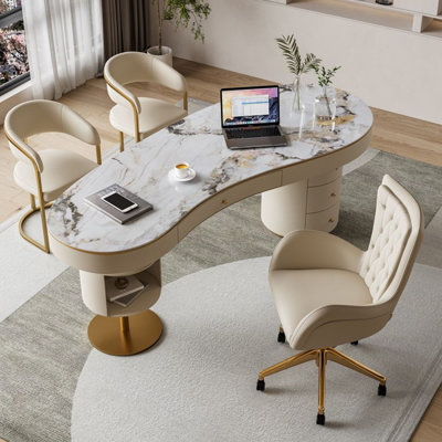Bureau double caisson en pierre avec tiroirs