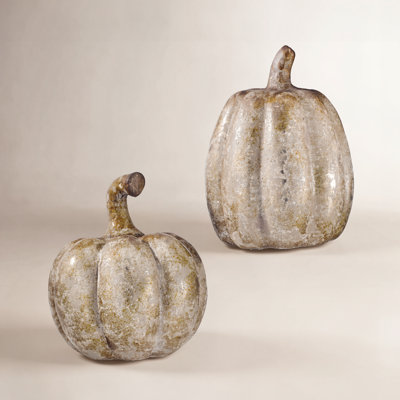 8-9" Tc Aged Pumpkin Set of 2