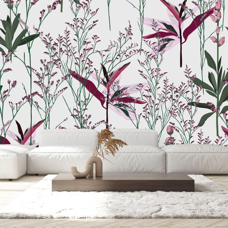 Peel & Stick Floral Wall Mural, 100" W x 8.33" L