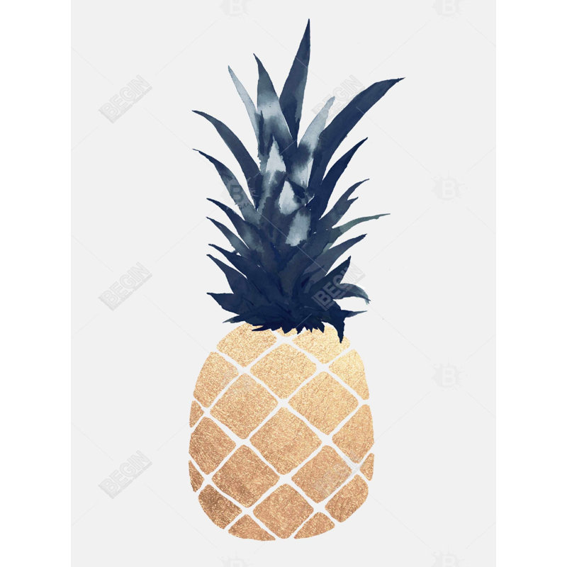 Sparkling Gold Pineapple - Toile encadrée, décoration intérieure