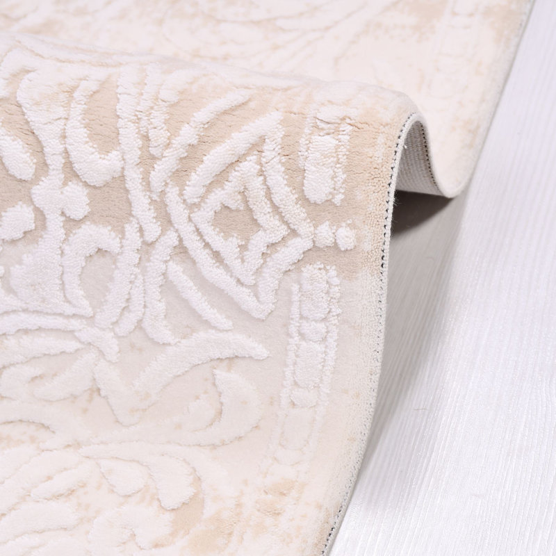 Tapis oriental lavable en machine crème antidérapant, Rectangle 5 pi 11 po x 8 pi 3 po