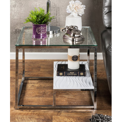 Saniyah Glass Top Frame End Table