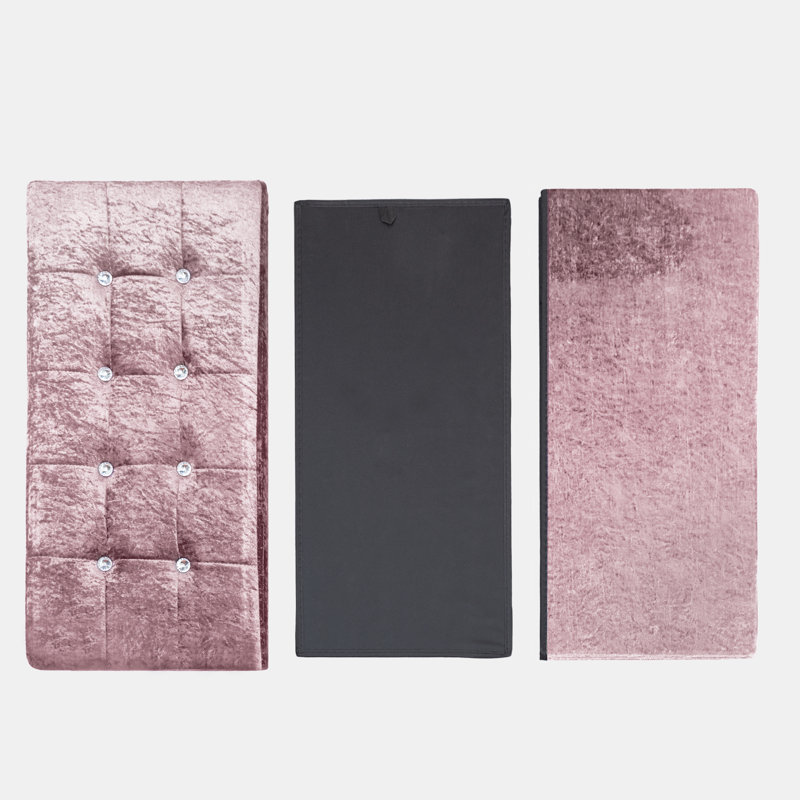 38 CRUSHED VELVET STORAGE BOX, 38cm H x 80cm W x 7cm D, Blush