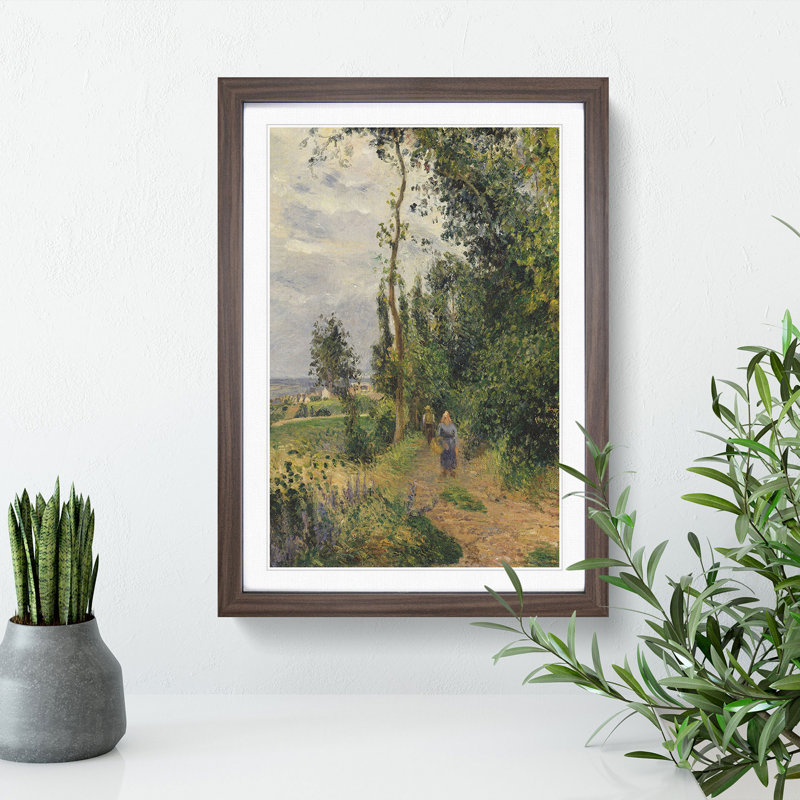 Landscape in Pontoise by Camille Pissarro - Picture Frame Painting, 48cm H x 36cm W x 2cm D, Walnut Framed