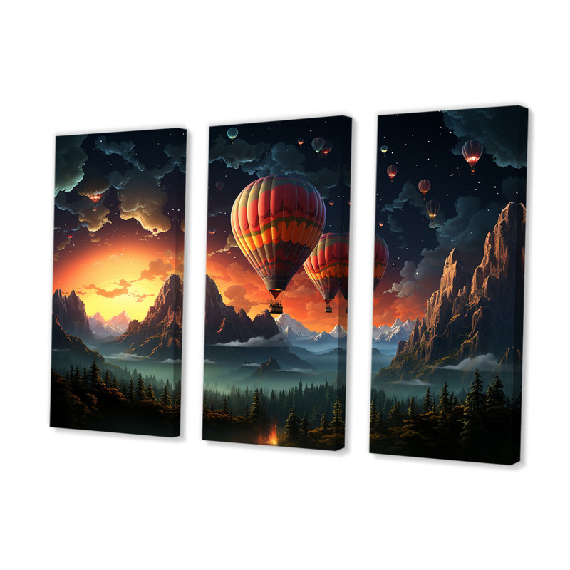 «Hot Air Balloon», impression d'art mural, H 32 po x l 48 po x P 1 po