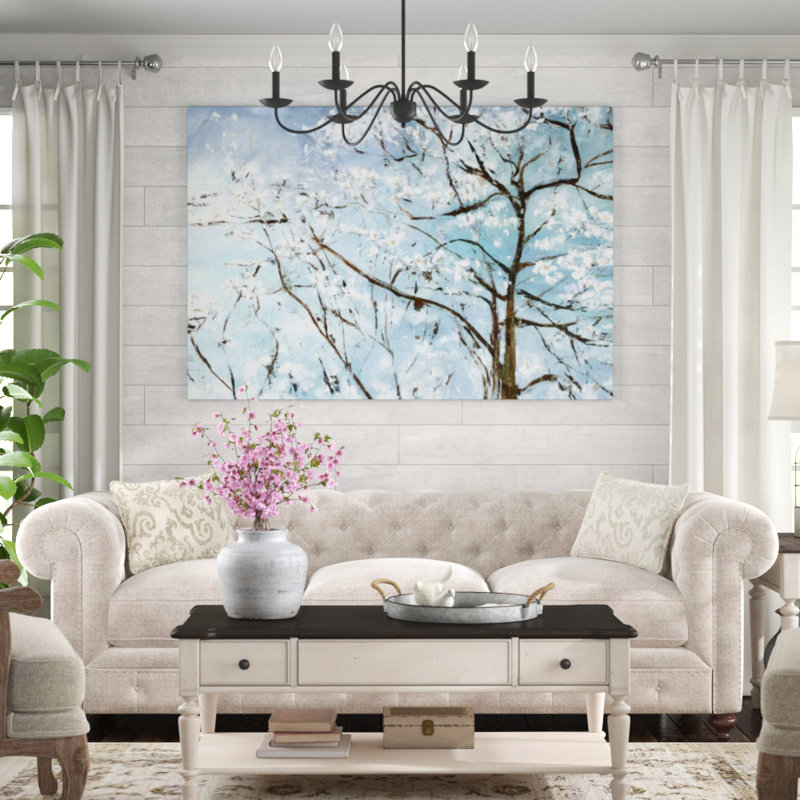 Ciel bleu clair - peinture sur toile tendue, H 44 po x l 64 po, Extérieur