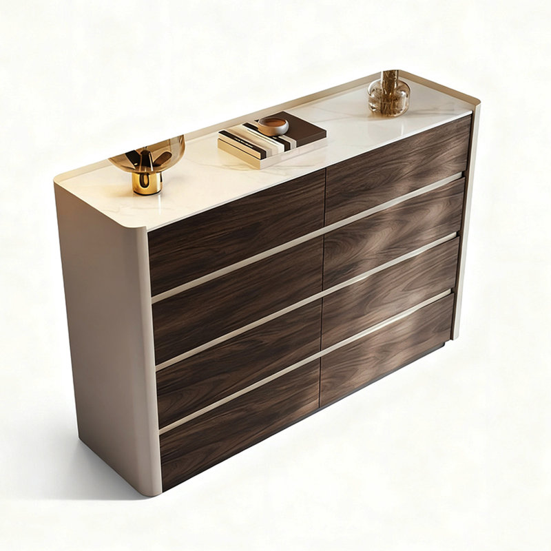 Commodes décoratives en cuir fritté de luxe 47,2 pouces, Beige/brun