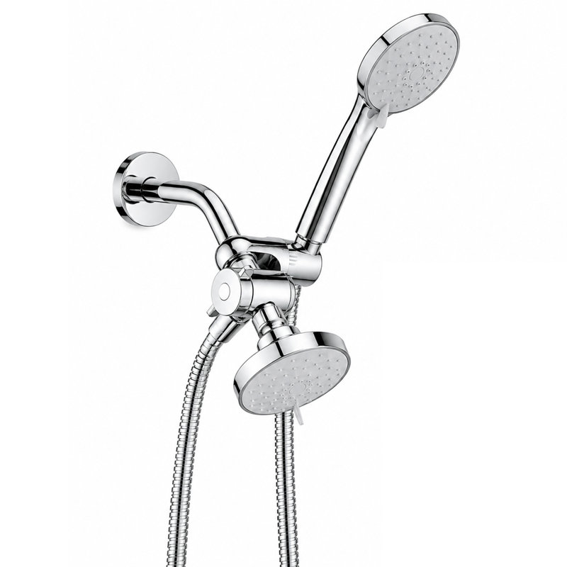 4-Spray Round Rain Shower Head with Handheld Combo, Polished Chrome
