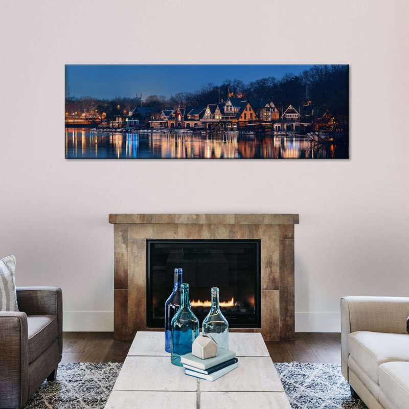 «Philadelphia Boathouse Row», reproduction sur toile, H 14 po x l 42 po x P 1,25 po