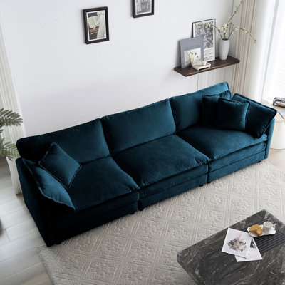 Durable Sofa Modern Couch 3-Seater Sofa With 3 Toss Pillows, Couch For Living Room, Upholstered Sofa For Indoor