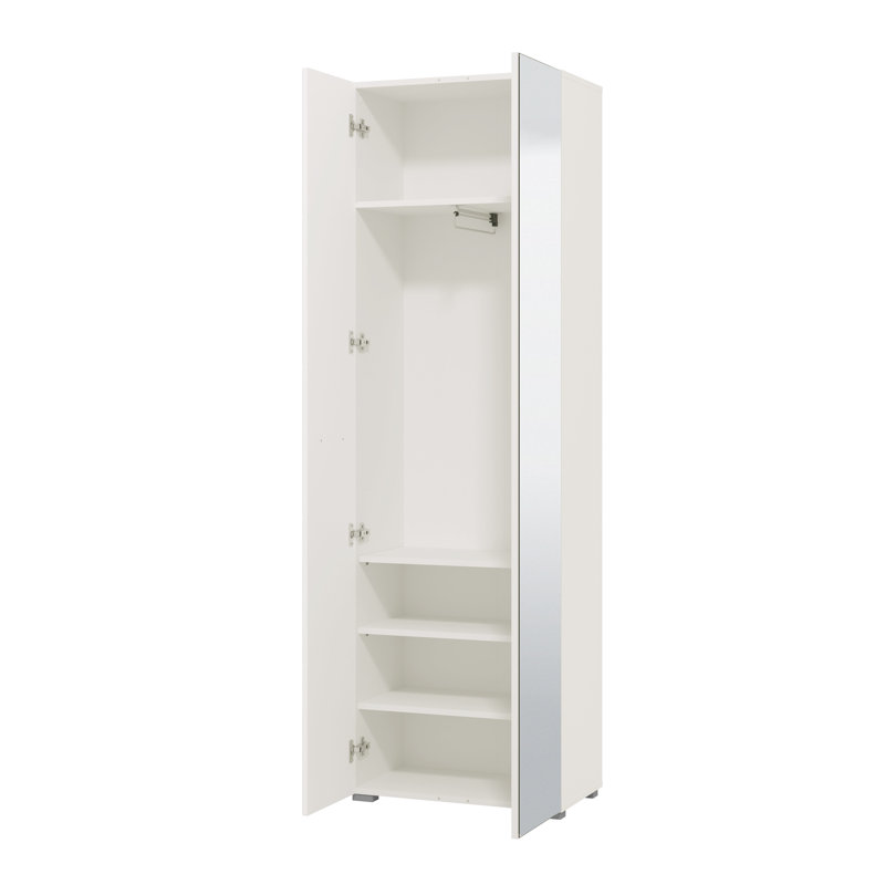 Jasdeep 2 Door Manufactured Wood Wardrobe, White/White High Gloss