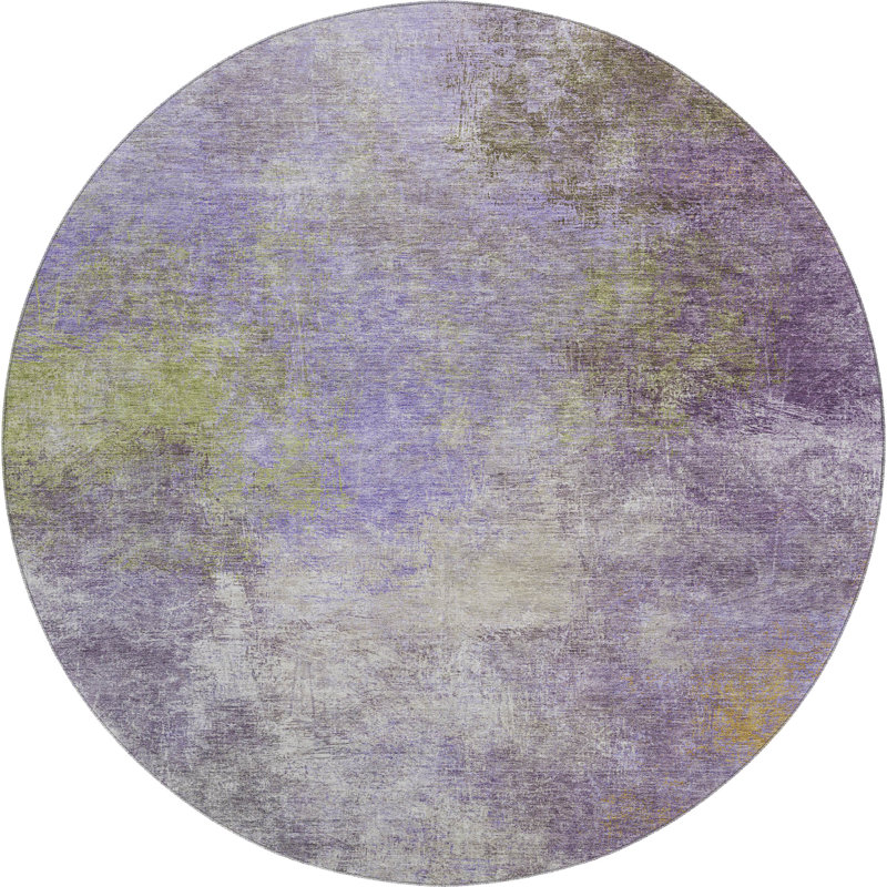 Premium Machine Washable Ariel Abstract Rug, Round 8'