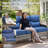 Bruner 4-Piece Wicker Rattan Patio Fire Pit Table Conversation Set With Swivel Gliders