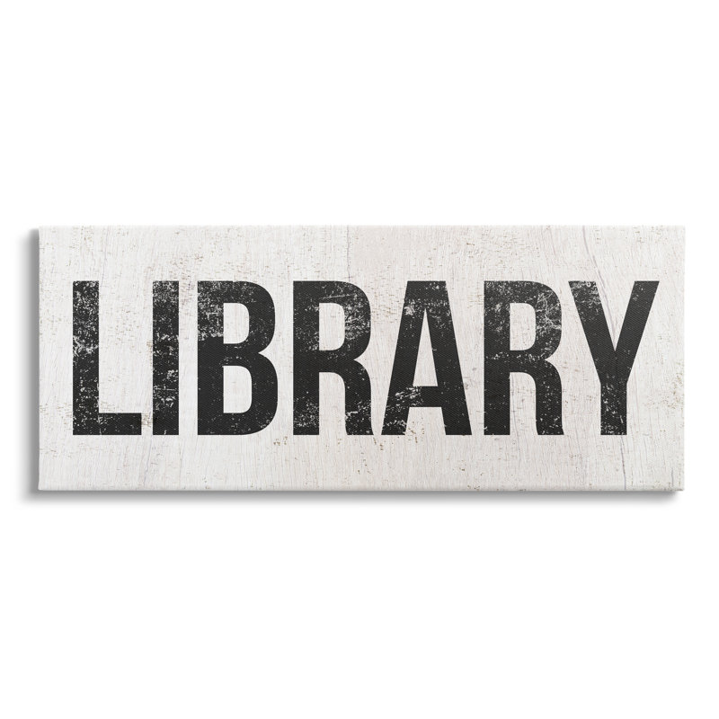 Rustic White Wooden Library Wall Art Canvas Print