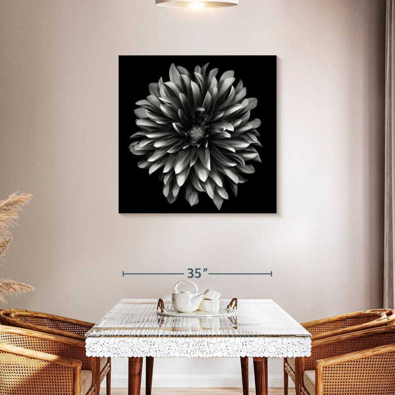Harnek Black And White Flower, 36" H x 36" W