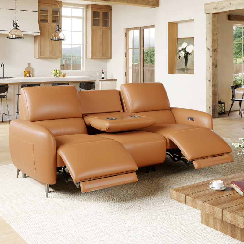 85" Power Zero Wall Reclining Sofa, 3 Seater Recliner Couch with USB & Type-C Ports and Drop Down Table Tray