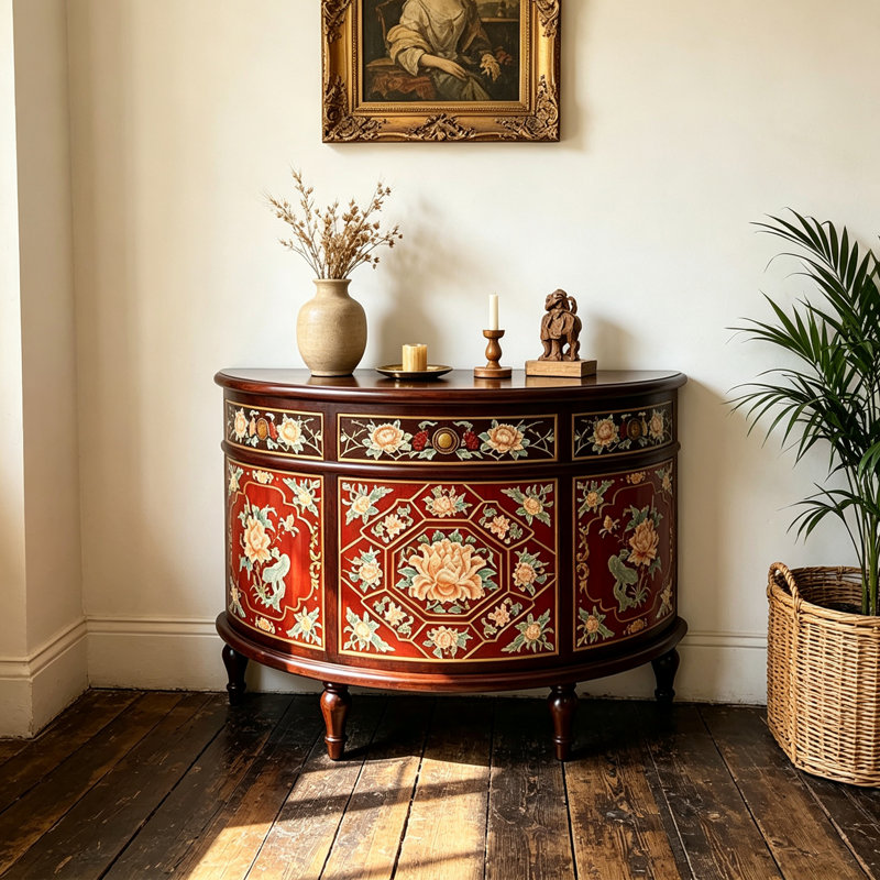 buffet peint semi-circulaire de style américain