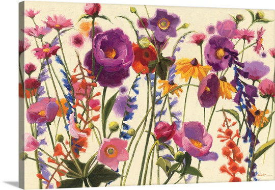 « couleur printemps i » par shirley novak, reproduction d’art, H 24 po x l 36 po x P 1,5 po, Toile