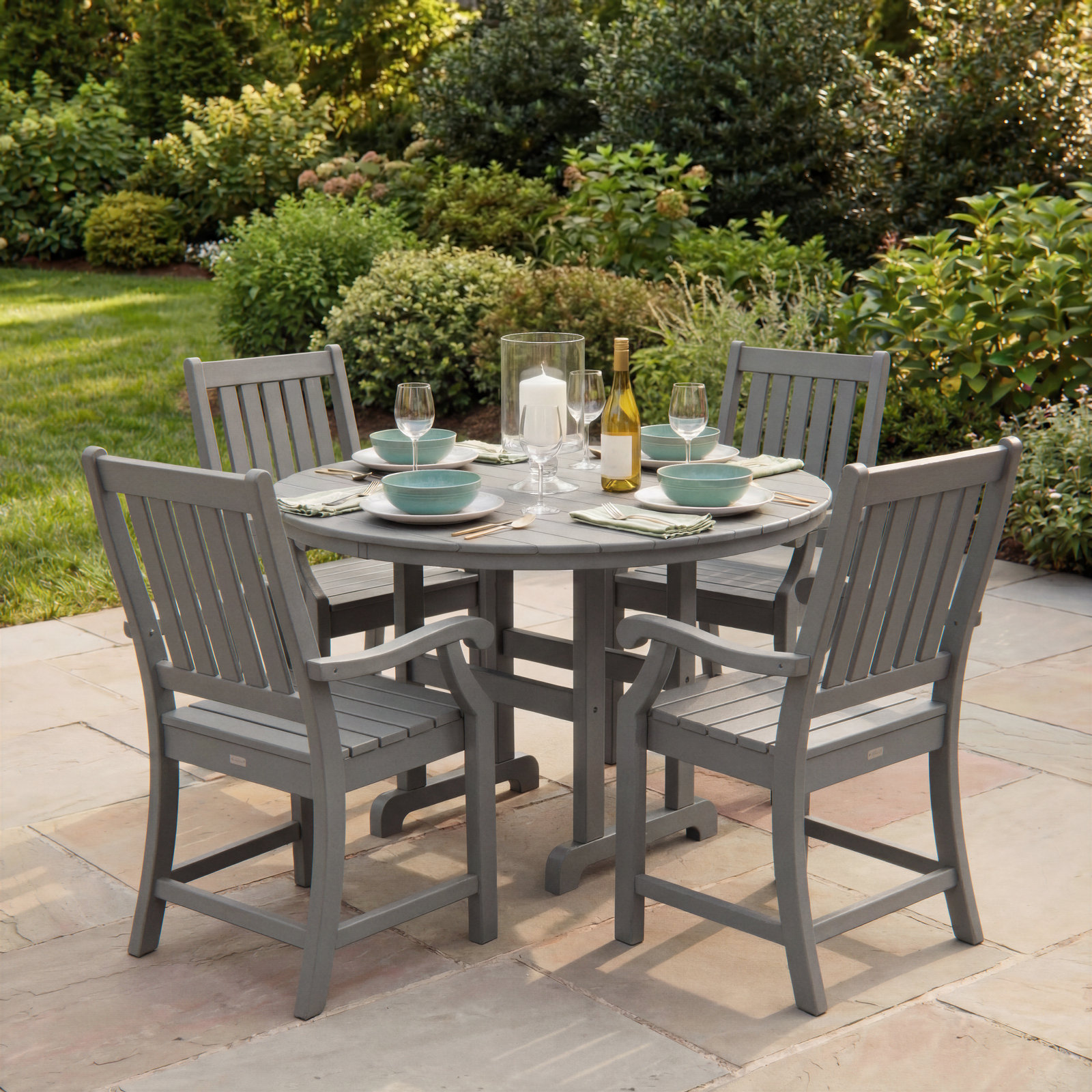 POLYWOOD® Verlyn 48" Patio Dining Set, Mahogany