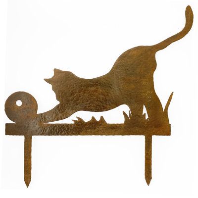 Hand Forged Metal Garden Cat Sign