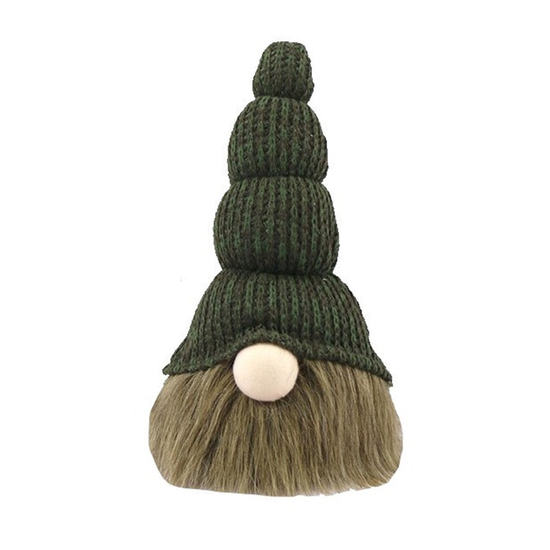 Sculpture de gnome assis en tissu 14 "Green Chunky Knit