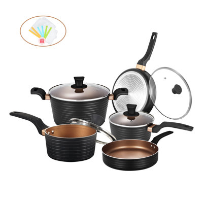 Batterie de cuisine antiadhésive en aluminium 9 pièces