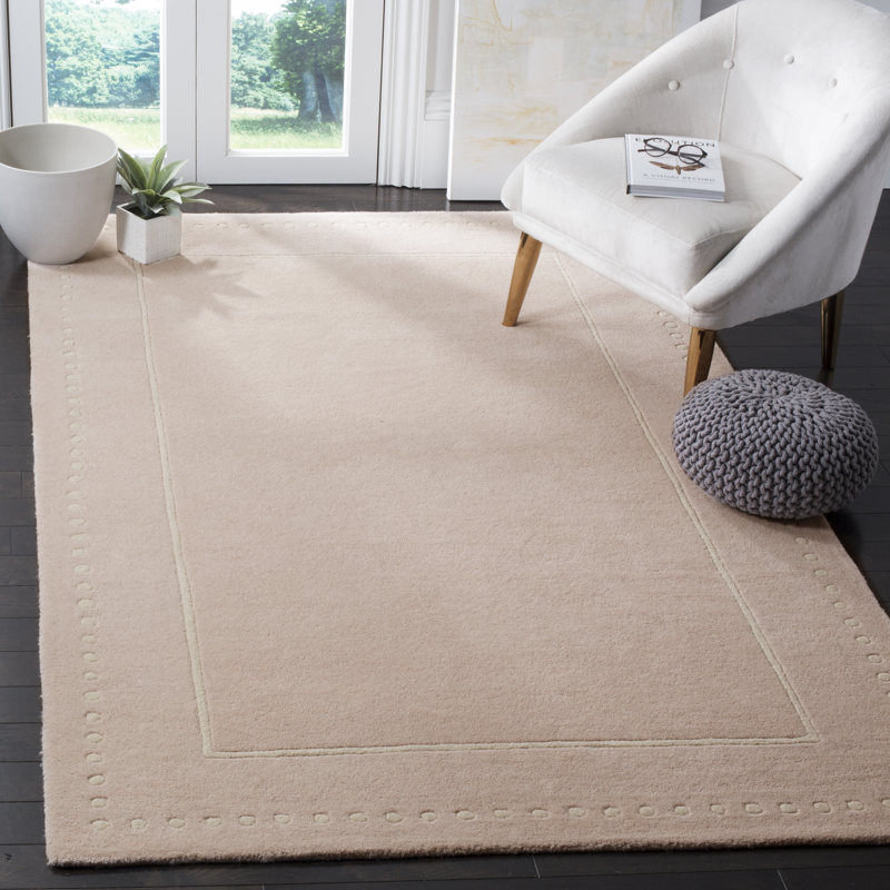 Tapis beige en laine touffeté à la main Cruz, Rectangle 6 pi x 9 pi