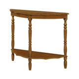 2'' Retro Circular Curved Half-Moon Console Table with Cloud Design Top and Open Shelf Solid Wood Frame and Legs