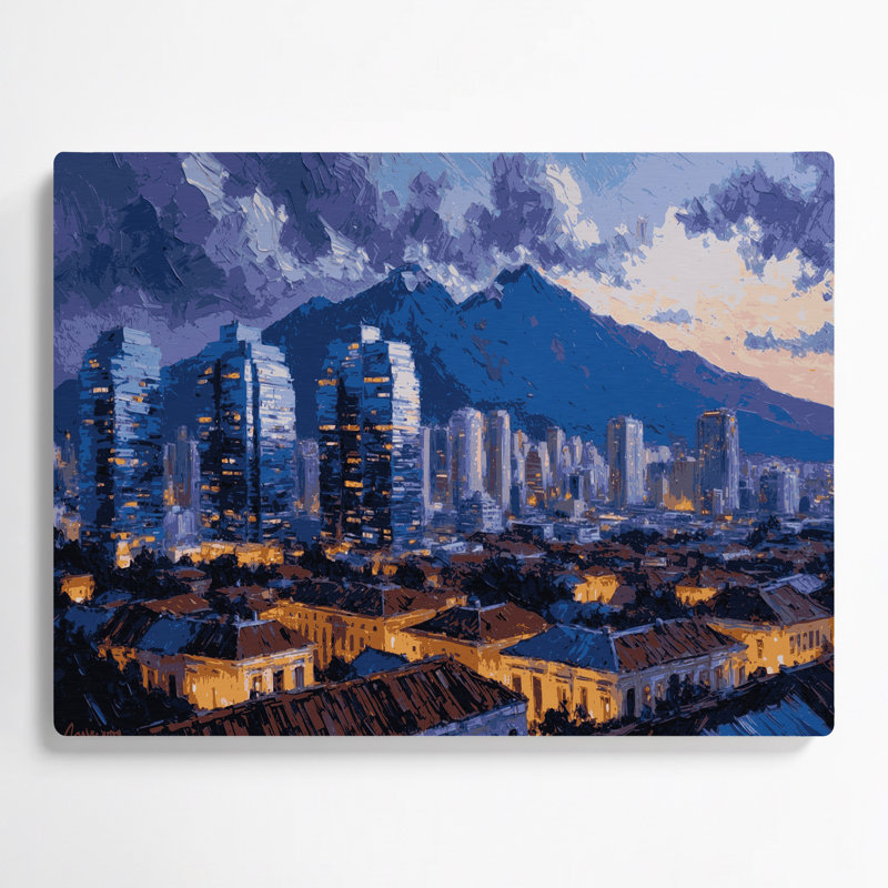 Art mural bleu en cités, villes, Caracas, Vénézuéla, H 20 po x l 24 po