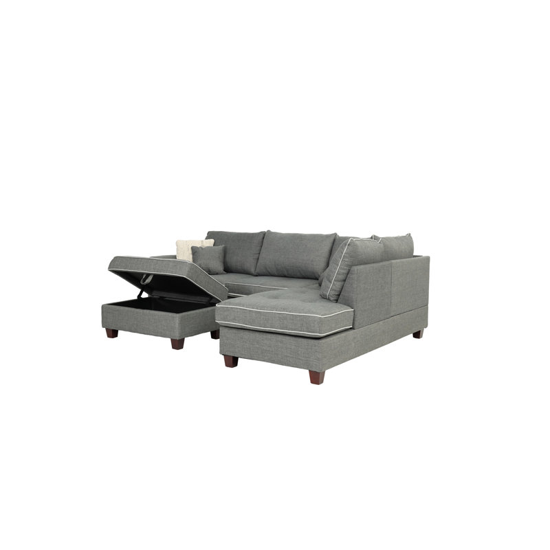 Canapé modulaire contemporain 3 pièces Dorris, Gris acier