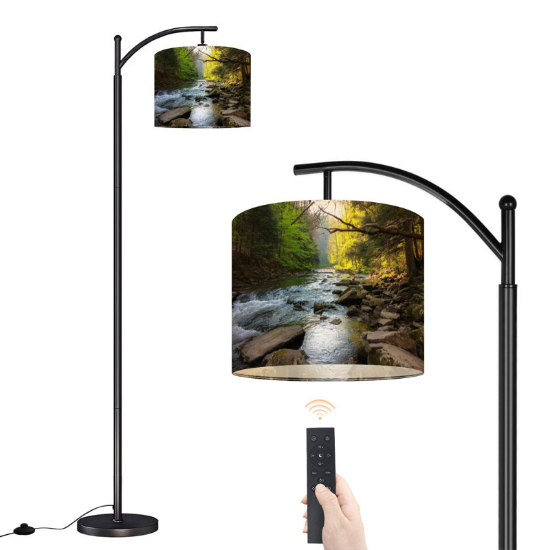 Lampe sur pied à arc avec abat-jour réglable Mountain Trout Stream Pennsylvania