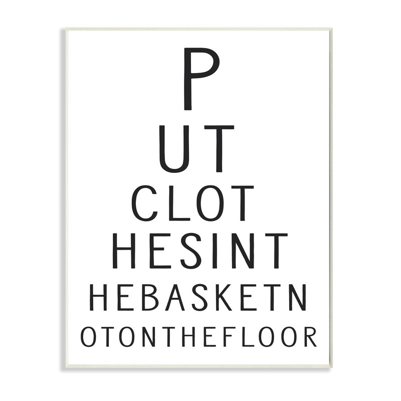 «Put vêtements in basket Laundry Eye Charte Humor» par Lettred and Lined - Art textuel, Plaque murale, H 15 po x l 10 po